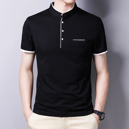 Eclano Men’s Polo T-Shirt – Stand-Up Collar, Short Sleeve, Wrinkle-Resistant and Versatile