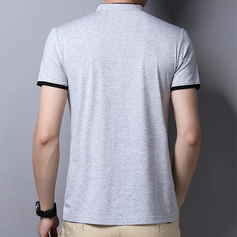 Eclano Men’s Polo T-Shirt – Stand-Up Collar, Short Sleeve, Wrinkle-Resistant and Versatile