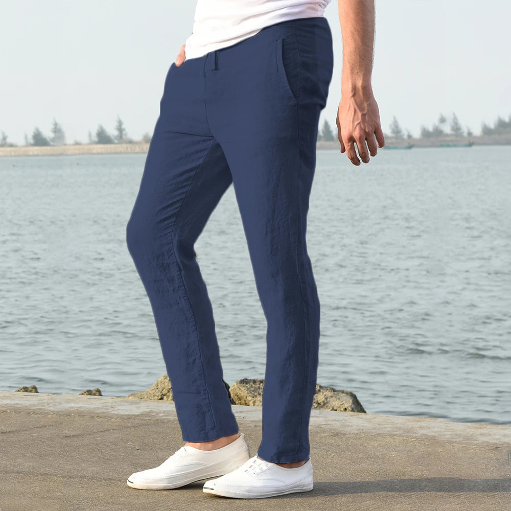 Eclano Men’s Cotton & Linen Pants – Breathable Casual Wear for Spring/Autumn