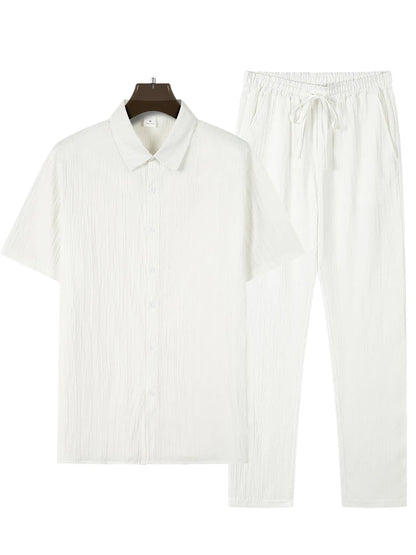 Eclano Men’s Classic Shirt and Pants Set – Collar Casual Business Outfit