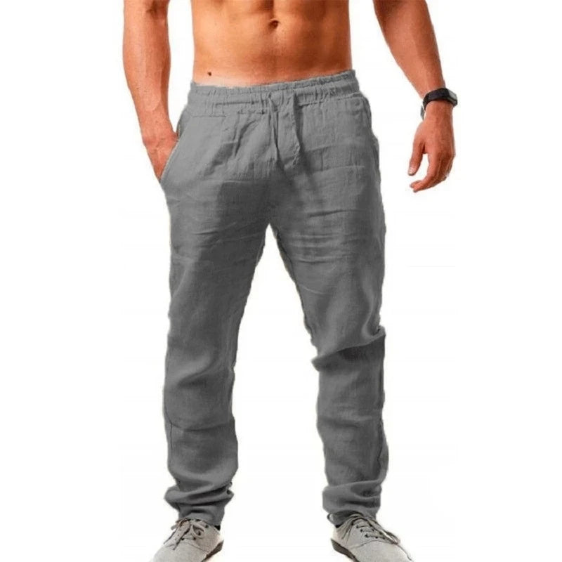 Eclano Men’s Cotton Linen Trousers – Breathable Casual