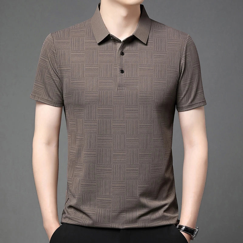 Eclano Men’s Printed Polo Shirt – Short Sleeve, Wrinkle-Resistant and Comfortable
