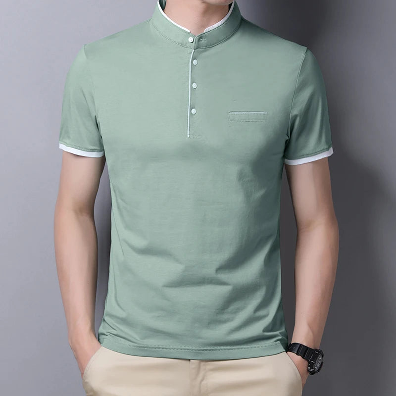 Eclano Men’s Polo T-Shirt – Stand-Up Collar, Short Sleeve, Wrinkle-Resistant and Versatile