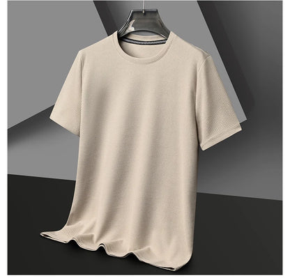 Eclano Men’s Summer Waffle Texture T-Shirt – Short Sleeve with Round Neck