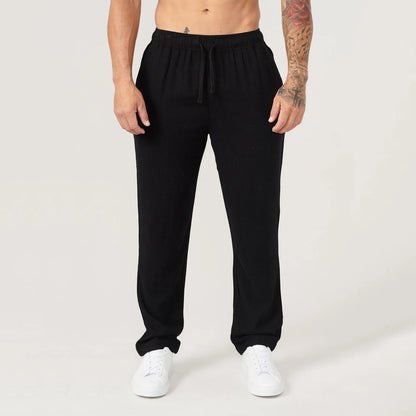 Eclano Men’s Summer Casual Pants – Lightweight Loose Fit Linen with Drawstring