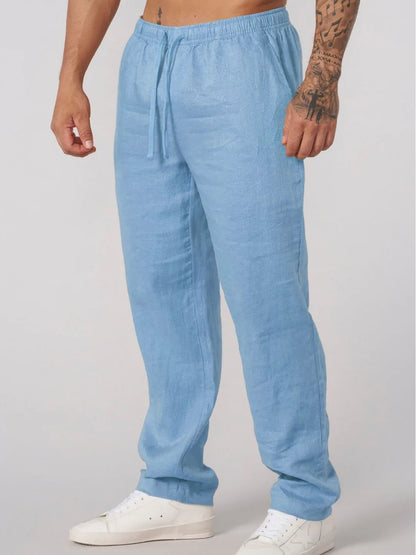 Eclano Men’s Summer Casual Pants – Lightweight Loose Fit Linen with Drawstring