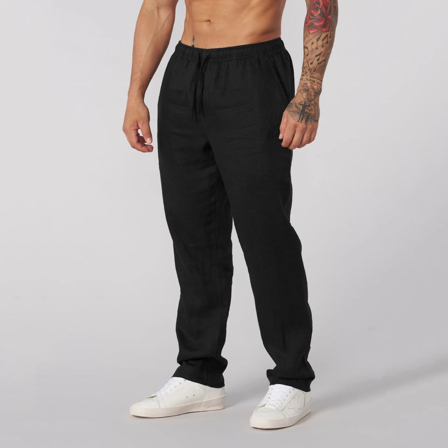 Eclano Men’s Summer Casual Pants – Lightweight Loose Fit Linen with Drawstring