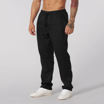 Eclano Men’s Summer Casual Pants – Lightweight Loose Fit Linen with Drawstring