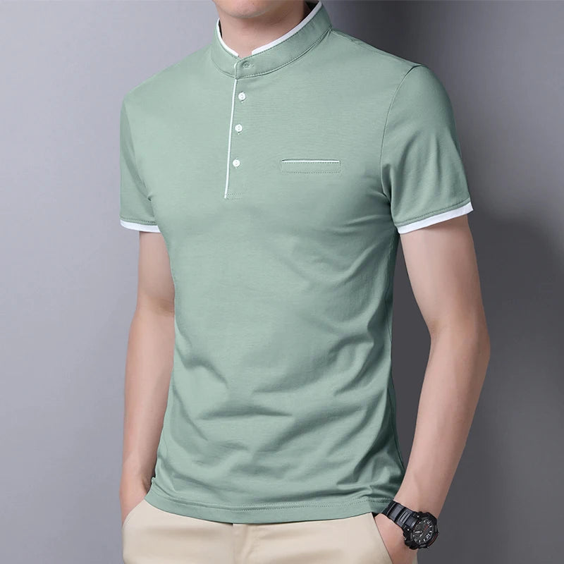 Eclano Men’s Polo T-Shirt – Stand-Up Collar, Short Sleeve, Wrinkle-Resistant and Versatile