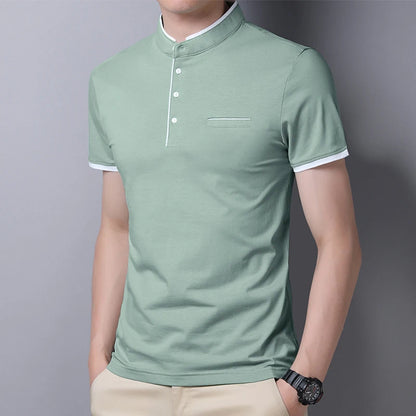 Eclano Men’s Polo T-Shirt – Stand-Up Collar, Short Sleeve, Wrinkle-Resistant and Versatile