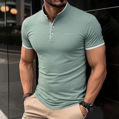 Eclano Men’s Polo T-Shirt – Stand-Up Collar, Short Sleeve, Wrinkle-Resistant and Versatile