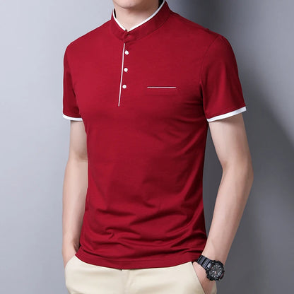Eclano Men’s Polo T-Shirt – Stand-Up Collar, Short Sleeve, Wrinkle-Resistant and Versatile