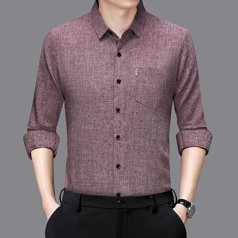 Eclano Men’s Business Casual Printed Long Sleeve Shirt Wrinkle-Resistant – Versatile and Comfortable