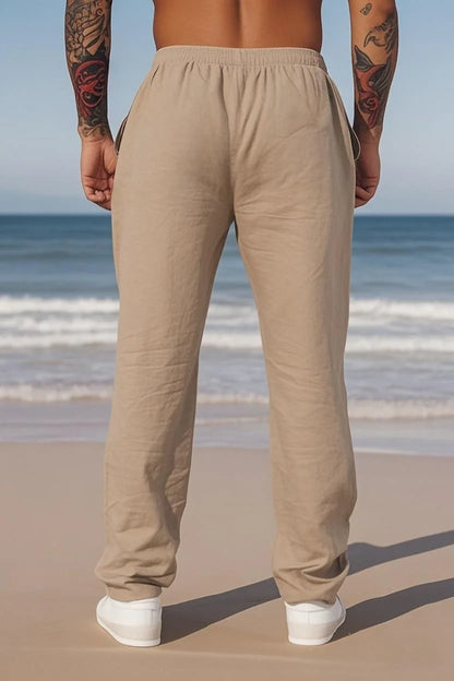 Eclano Men’s Summer Casual Pants – Lightweight Loose Fit Linen with Drawstring
