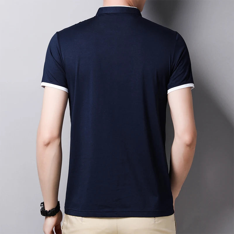 Eclano Men’s Polo T-Shirt – Stand-Up Collar, Short Sleeve, Wrinkle-Resistant and Versatile