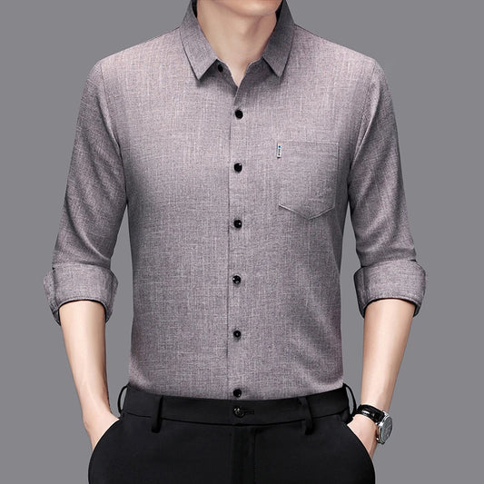 Eclano Men’s Business Casual Printed Long Sleeve Shirt Wrinkle-Resistant – Versatile and Comfortable