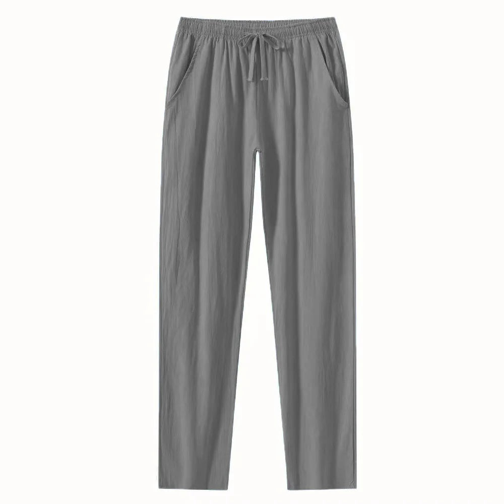 Eclano Men’s Summer Casual Pants – Lightweight Loose Fit Linen with Drawstring