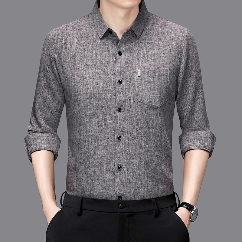 Eclano Men’s Business Casual Printed Long Sleeve Shirt Wrinkle-Resistant – Versatile and Comfortable