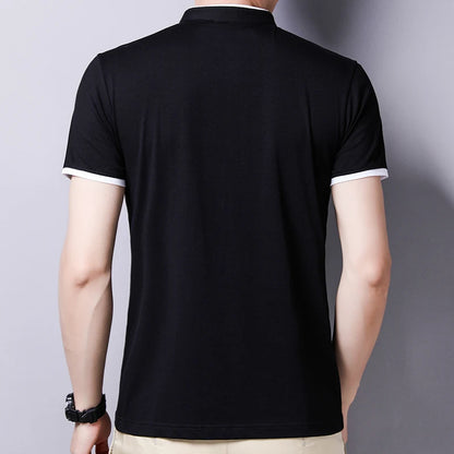 Eclano Men’s Polo T-Shirt – Stand-Up Collar, Short Sleeve, Wrinkle-Resistant and Versatile
