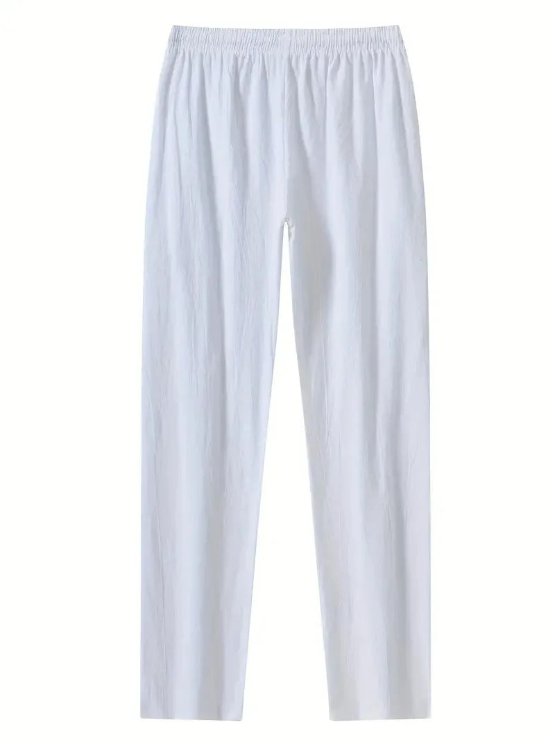 Eclano Men’s Summer Casual Pants – Lightweight Loose Fit Linen with Drawstring