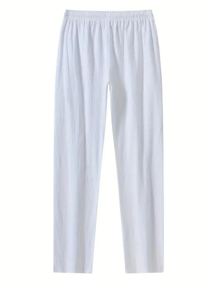 Eclano Men’s Summer Casual Pants – Lightweight Loose Fit Linen with Drawstring