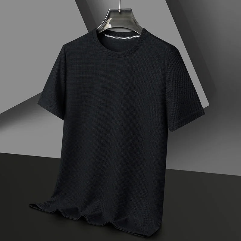 Eclano Men’s Summer Waffle Texture T-Shirt – Short Sleeve with Round Neck