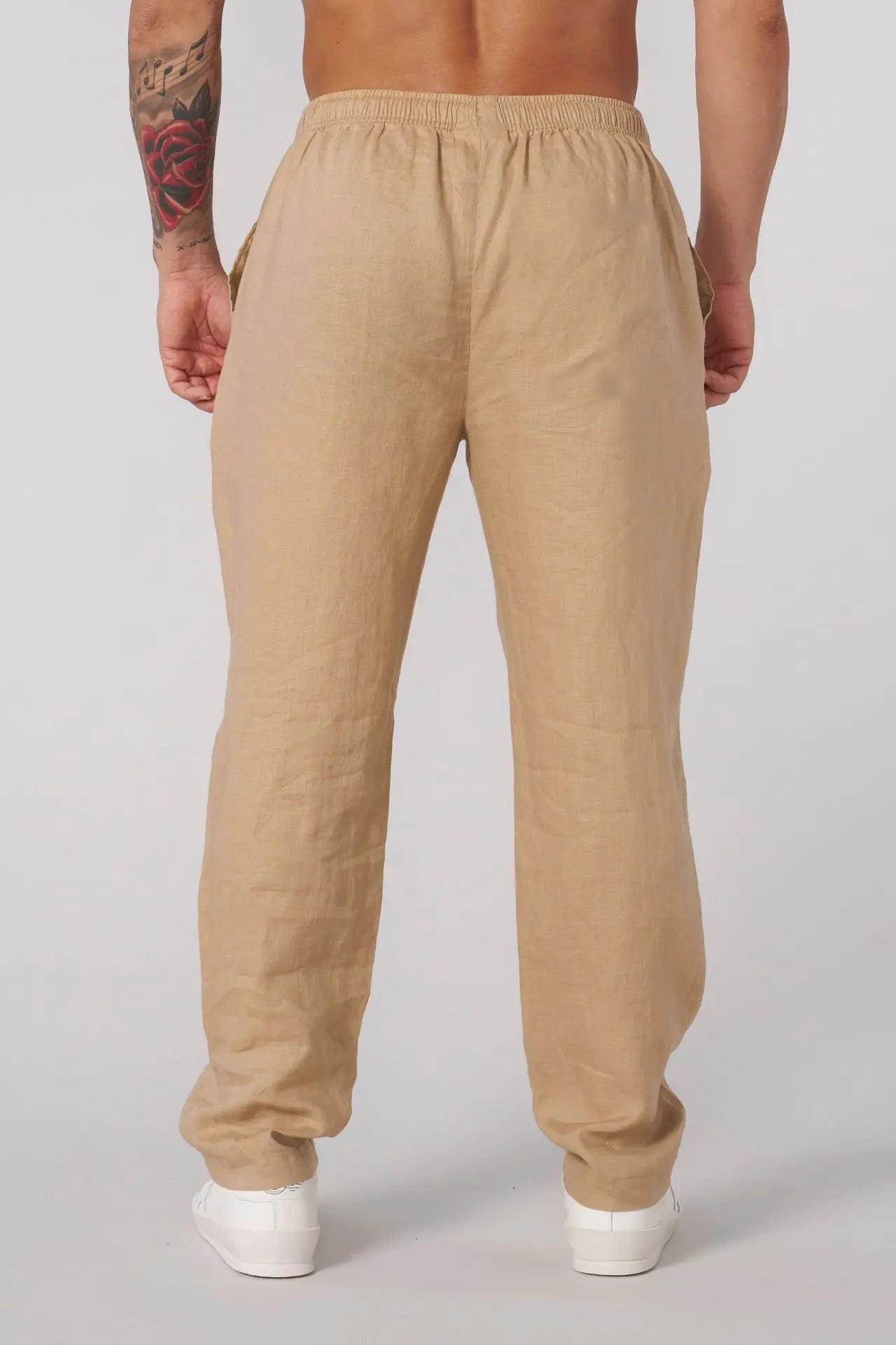 Eclano Men’s Summer Casual Pants – Lightweight Loose Fit Linen with Drawstring