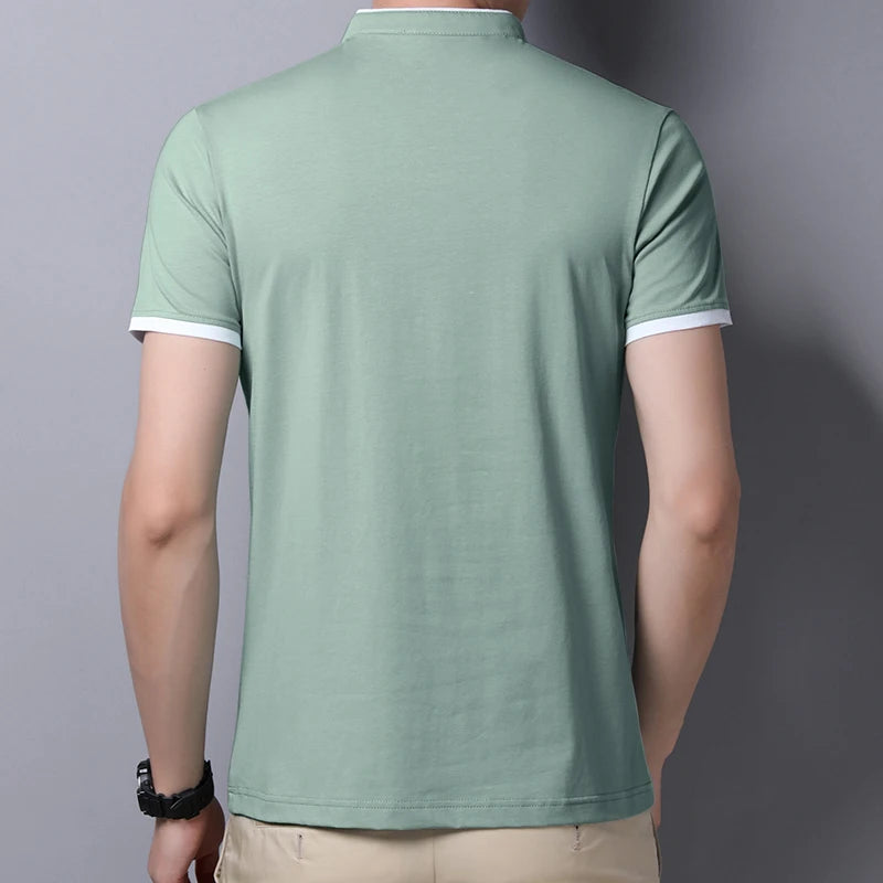 Eclano Men’s Polo T-Shirt – Stand-Up Collar, Short Sleeve, Wrinkle-Resistant and Versatile
