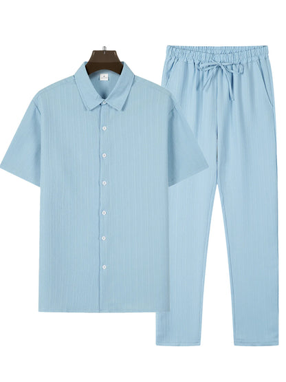 Eclano Men’s Classic Shirt and Pants Set – Collar Casual Business Outfit