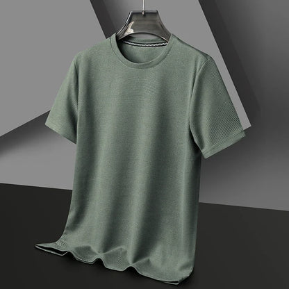 Eclano Men’s Summer Waffle Texture T-Shirt – Short Sleeve with Round Neck