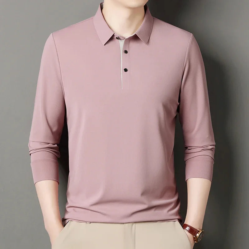 Eclano Men’s Long Sleeve Polo – Wrinkle-Resistant, Versatile Business Casual Top