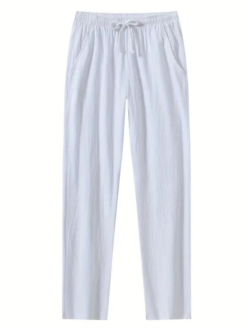 Eclano Men’s Summer Casual Pants – Lightweight Loose Fit Linen with Drawstring