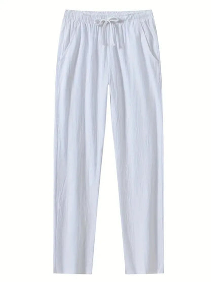 Eclano Men’s Summer Casual Pants – Lightweight Loose Fit Linen with Drawstring