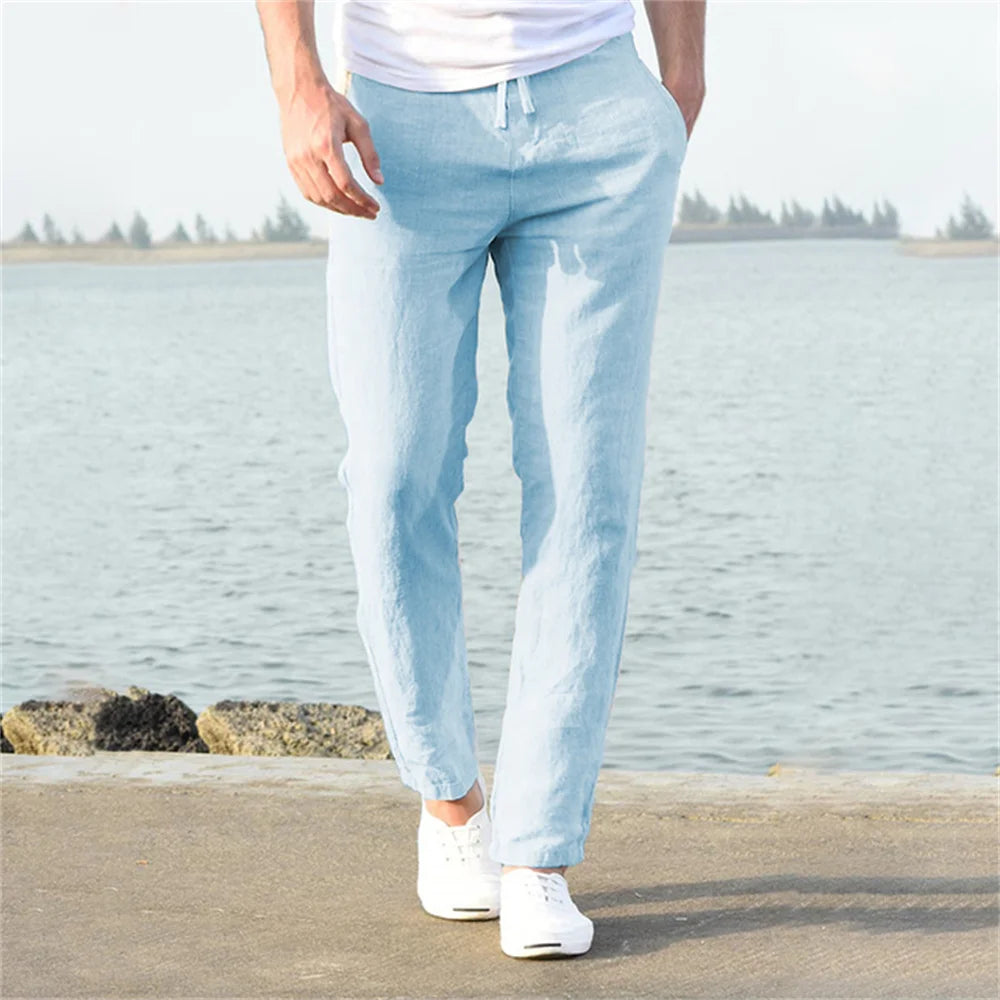 Eclano Men’s Cotton & Linen Pants – Breathable Casual Wear for Spring/Autumn