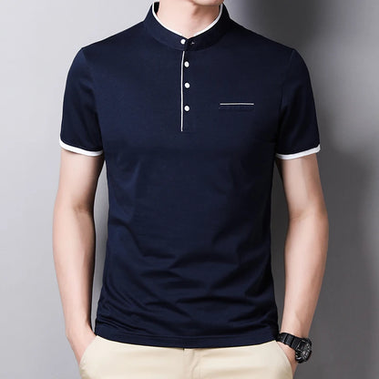 Eclano Men’s Polo T-Shirt – Stand-Up Collar, Short Sleeve, Wrinkle-Resistant and Versatile