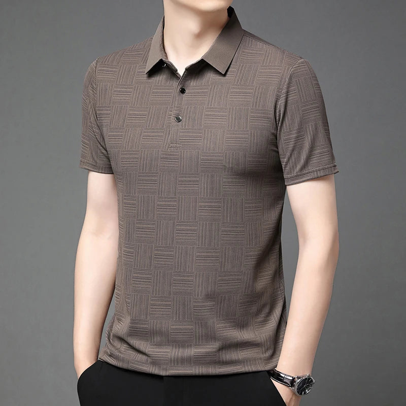 Eclano Men’s Printed Polo Shirt – Short Sleeve, Wrinkle-Resistant and Comfortable