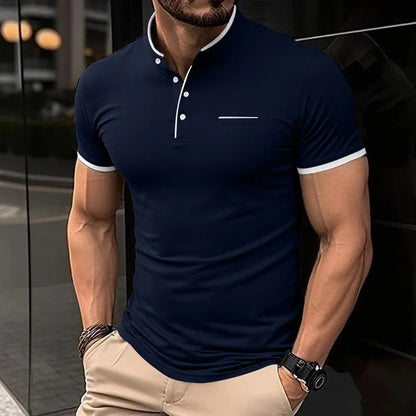 Eclano Men’s Polo T-Shirt – Stand-Up Collar, Short Sleeve, Wrinkle-Resistant and Versatile